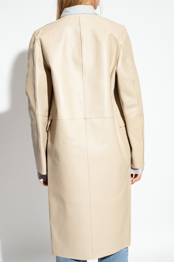 【関税込み】TOTEME オフホワイト City レザーコート Off-White City Leather Coat by TOTEME on Sale